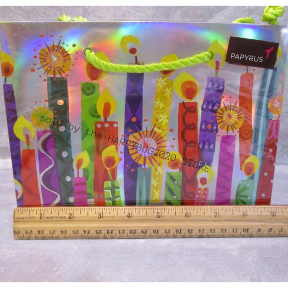 Papyrus HAPPY BIRTHDAY GREETING CARD-GIFT BAG Set-Die cut glitter candles-NEW - Picture 8 of 10
